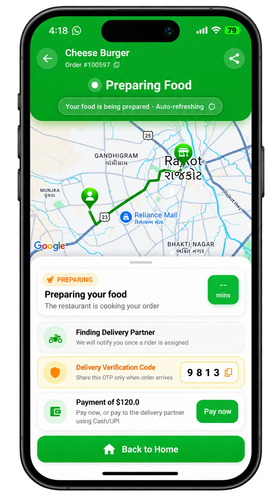 Order Tracking Screen
